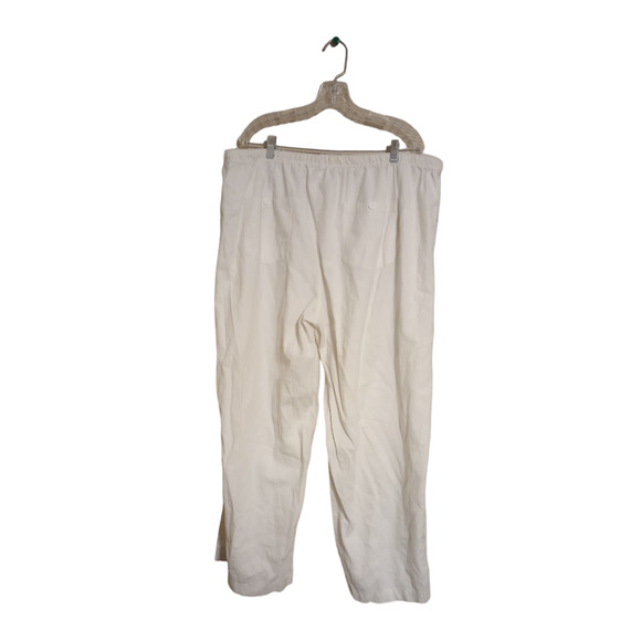 Ellos Elastic Waist Pull Up Wide Leg Drawstring Pants Size 30 White 42"L - Picture 2 of 3